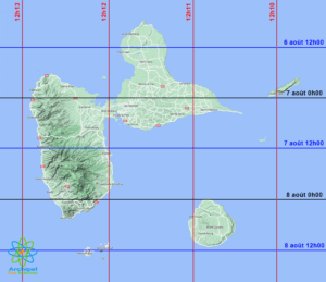 Soleil zénith Guadeloupe août